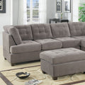 Living Room Sectional Waffle Suede Charcoal Color charcoal grey-suede-wood-primary living