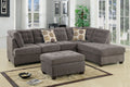 Living Room Sectional Waffle Suede Charcoal Color charcoal grey-suede-wood-primary living