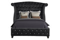 Sophia King 4 Pc Vanity Upholstery Bedroom Set Made box spring not required-king-black-wood-4 piece