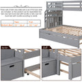 Twin over Twin Full Bunk Bed with Twin Size Trundle gray-solid wood