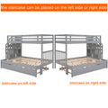 Twin over Twin Full Bunk Bed with Twin Size Trundle gray-solid wood