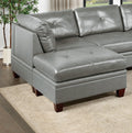 Genuine Leather Sectional Sofa Chair Ottomans 6pc Set grey-genuine leather-wood-primary living