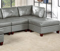 Genuine Leather Sectional Sofa Chair Ottomans 6pc Set grey-genuine leather-wood-primary living