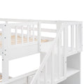 Stairway Twin Over Full Bunk Bed with Storage and white-solid wood