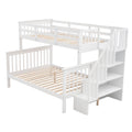 Stairway Twin Over Full Bunk Bed with Storage and white-solid wood