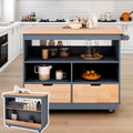 Rolling Kitchen Island with Storage, Two sided Kitchen blue-kitchen-classic-french-mid-century