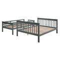 Stairway Twin Over Full Bunk Bed with Storage and gray-solid wood