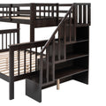 Stairway Twin Over Full Bunk Bed with Storage and espresso-solid wood