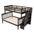 Stairway Twin Over Full Bunk Bed with Storage and espresso-solid wood