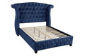 Sophia Crystal Tufted Full Bed made with wood in Blue box spring not