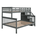 Stairway Twin Over Full Bunk Bed with Storage and gray-solid wood