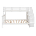 Stairway Twin Over Full Bunk Bed with Storage and white-solid wood