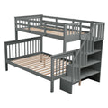 Stairway Twin Over Full Bunk Bed with Storage and gray-solid wood