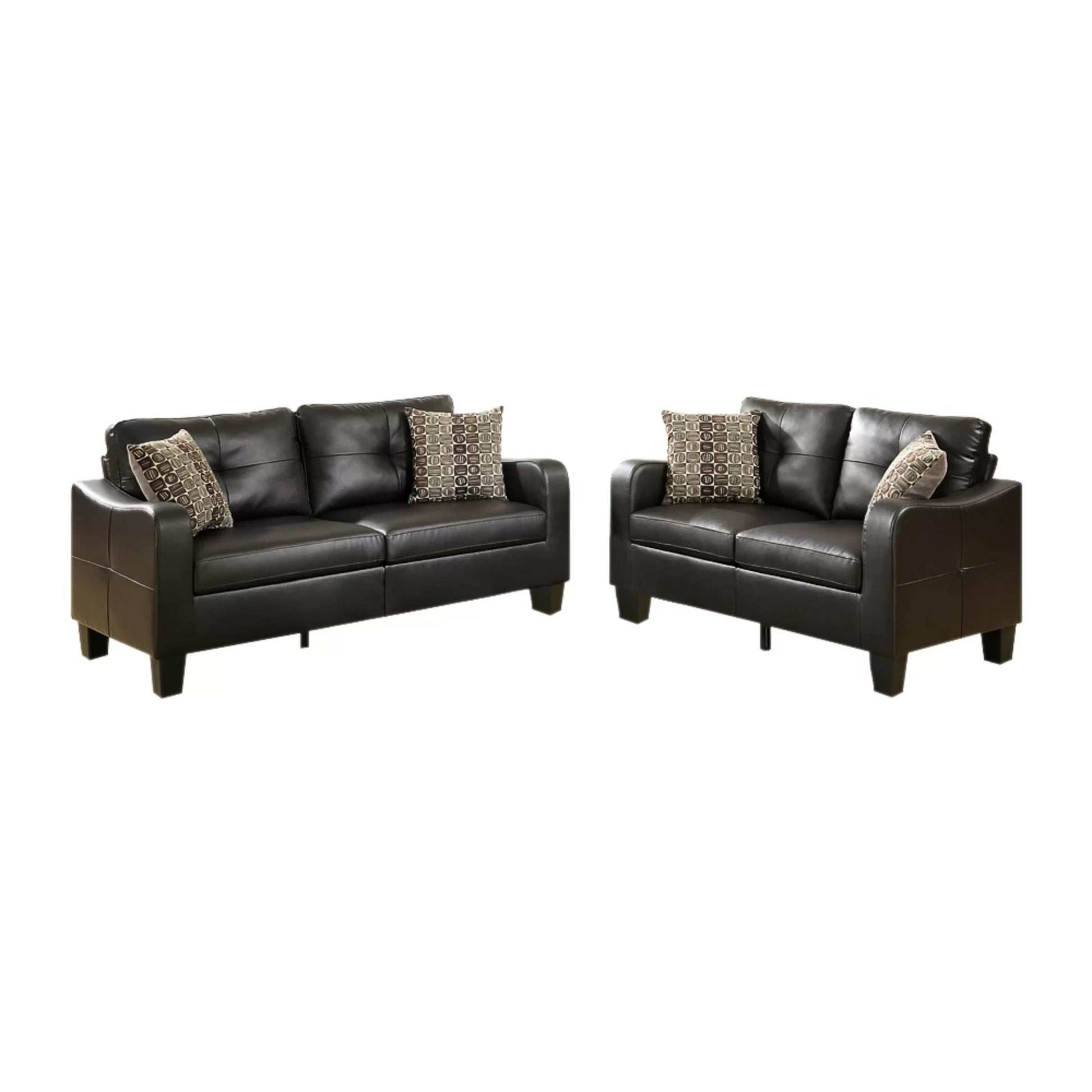 Living Room Furniture 2pc Sofa Set Espresso Faux espresso-faux leather-wood-primary living