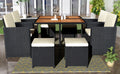 Patio All Weather PE Wicker Dining Table Set no-complete patio set-black-water resistant