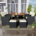 Patio All Weather PE Wicker Dining Table Set no-complete patio set-black-water resistant