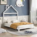 Full Size Wood Platform Bed with House shaped white-solid wood