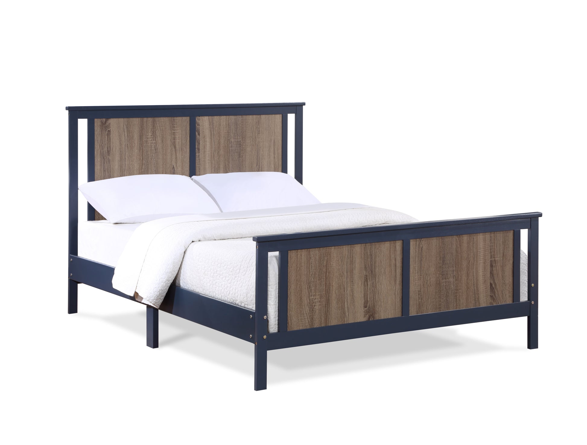 Connelly Full Bed Midnight Blue Vintage Walnut