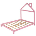 Full Size Wood Platform Bed with House shaped pink-solid wood