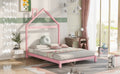 Full Size Wood Platform Bed with House shaped pink-solid wood