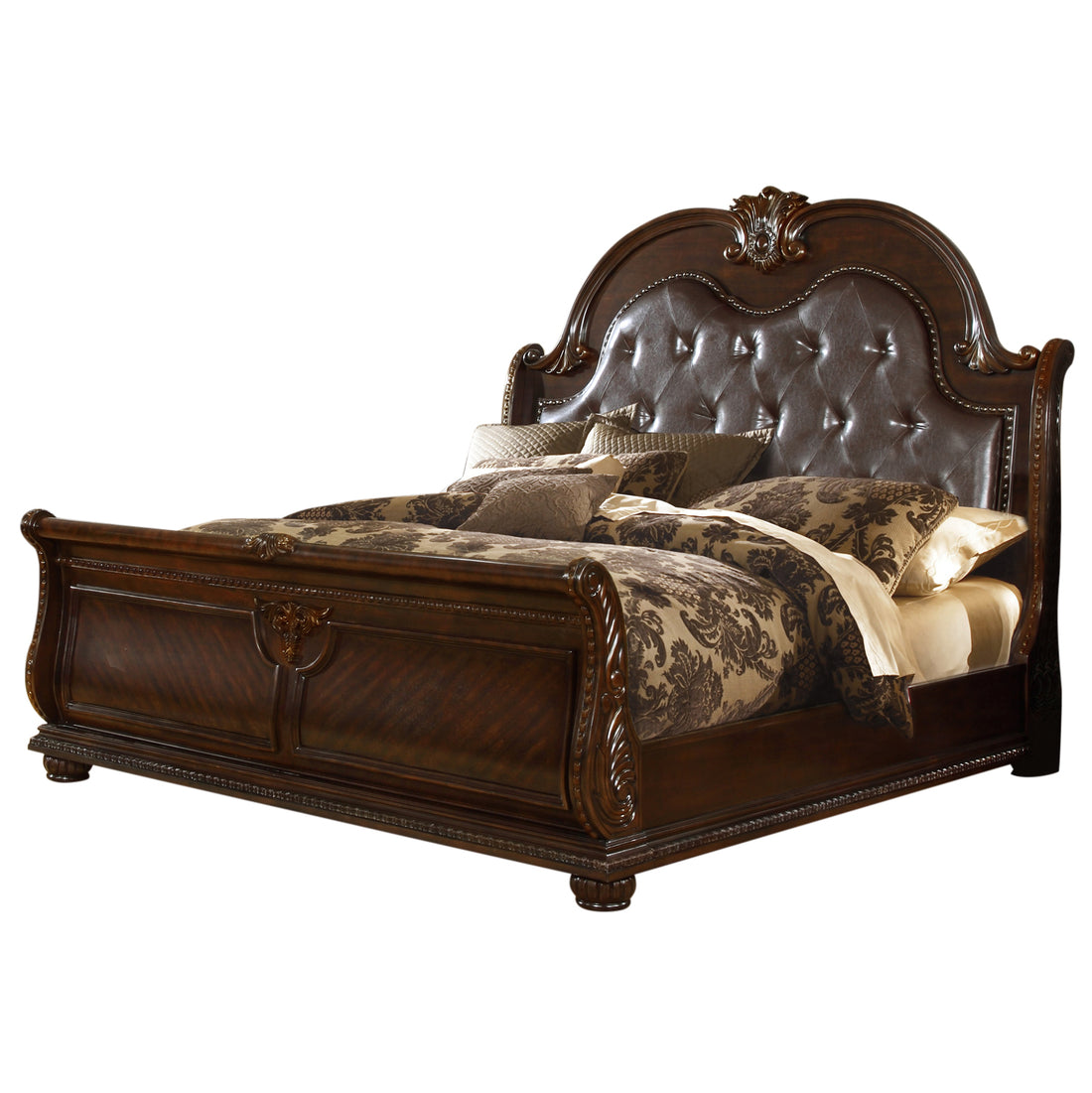 Roma Queen Bed Dark Walnut