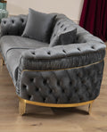 Vanessa Loveseat in Grey and Gold with Fabric button grey-wood-primary living space-modern-solid