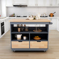 Rolling Kitchen Island with Storage, Two sided Kitchen blue-kitchen-classic-french-mid-century