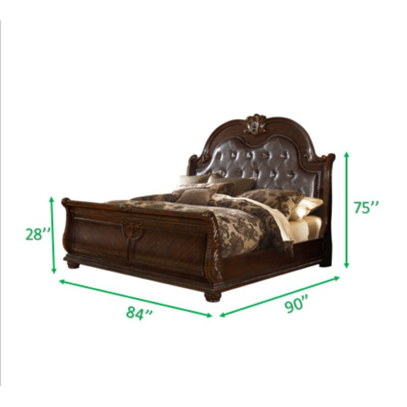 Roma King Bed Dark Walnut