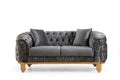 Vanessa Loveseat in Grey and Gold with Fabric button grey-wood-primary living space-modern-solid