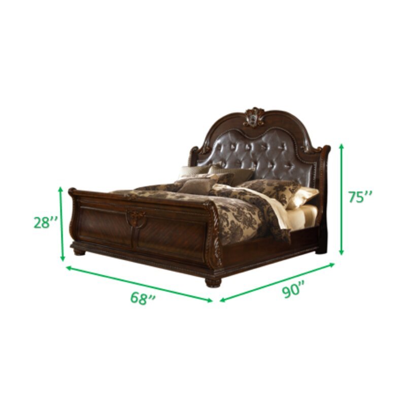 Roma Queen Bed Dark Walnut