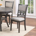 Contemporary Dining 5pc Set Round Table w 4x Side wood-wood-gray-seats 4-gray-wood-dining