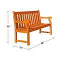 Malibu Outdoor Patio 4 foot Wood Garden Bench teak-solid wood