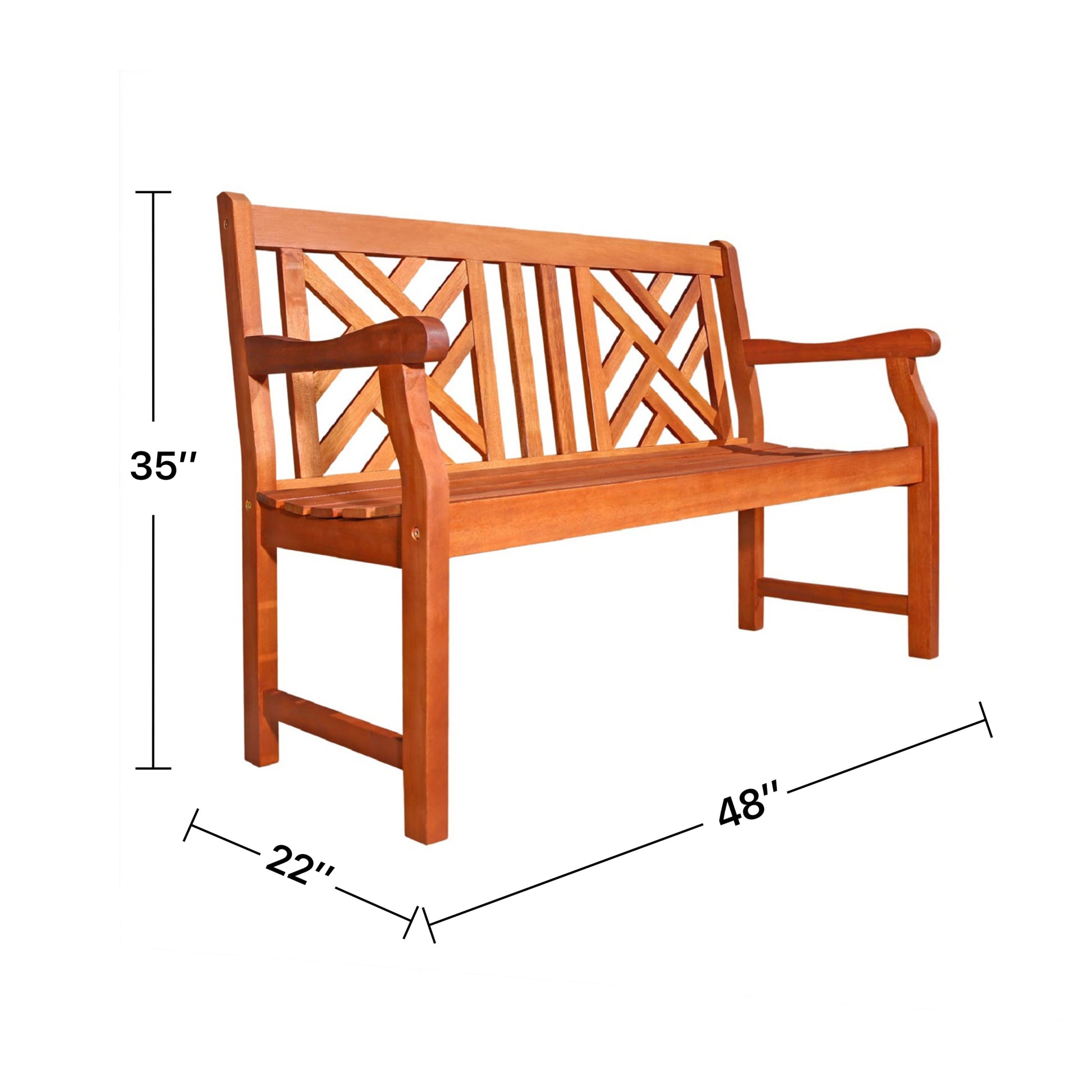 Malibu Outdoor Patio 4 foot Wood Garden Bench teak-solid wood