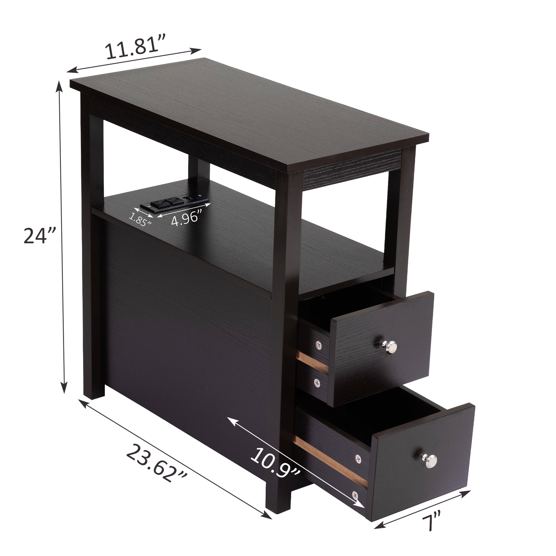 Transitional Nightstand with Usb Charging Station