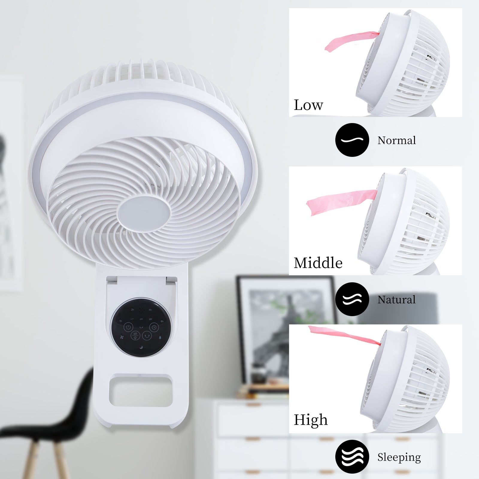 Simple Deluxe 7 inch Wall Mount Fan, 3 Speeds & 3 white-plastic