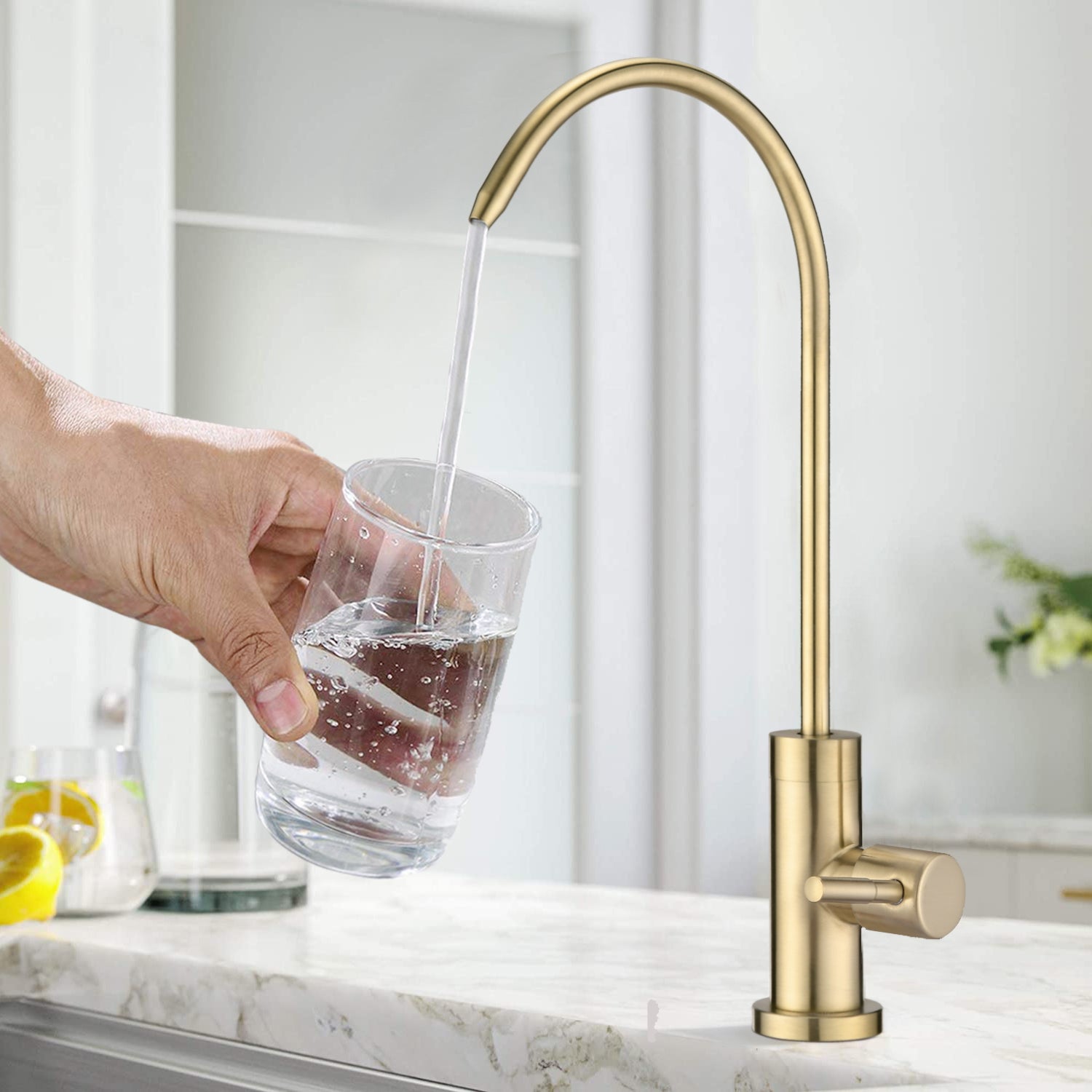 Kitchen Water Filter Faucet, Drinking Water Faucet brushed gold-stainless steel