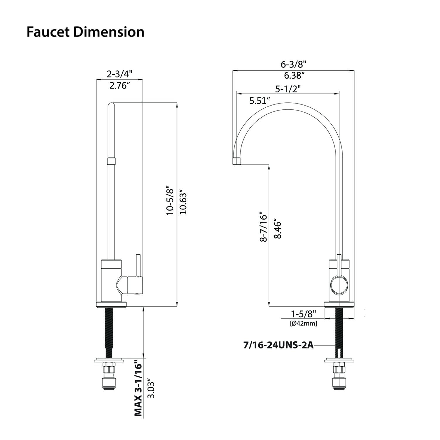 Kitchen Water Filter Faucet, Drinking Water Faucet matte black-stainless steel