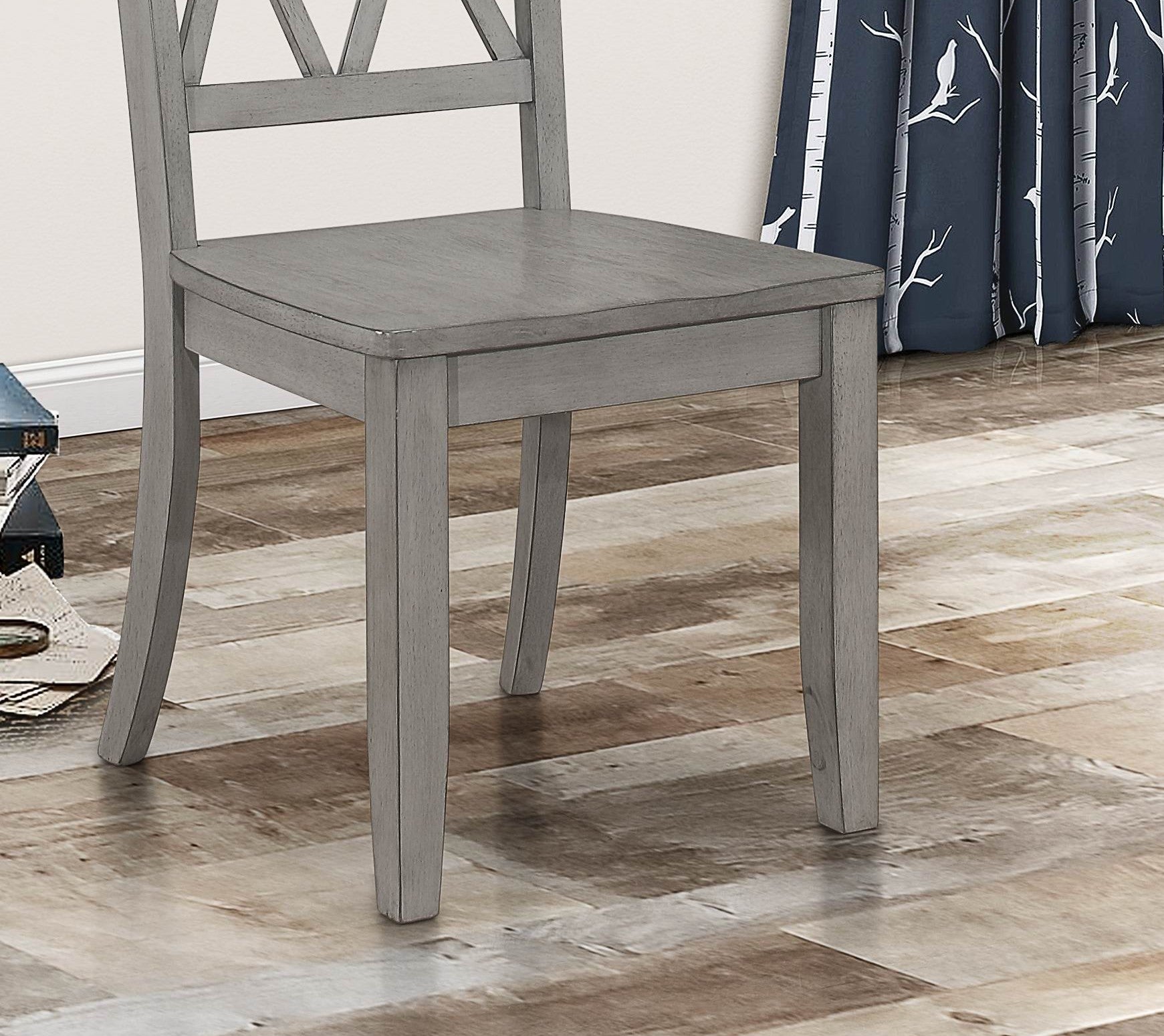 Casual Gray Finish Side Chairs Set of 2 Pine Veneer gray-dining room-transitional-side chair-wood