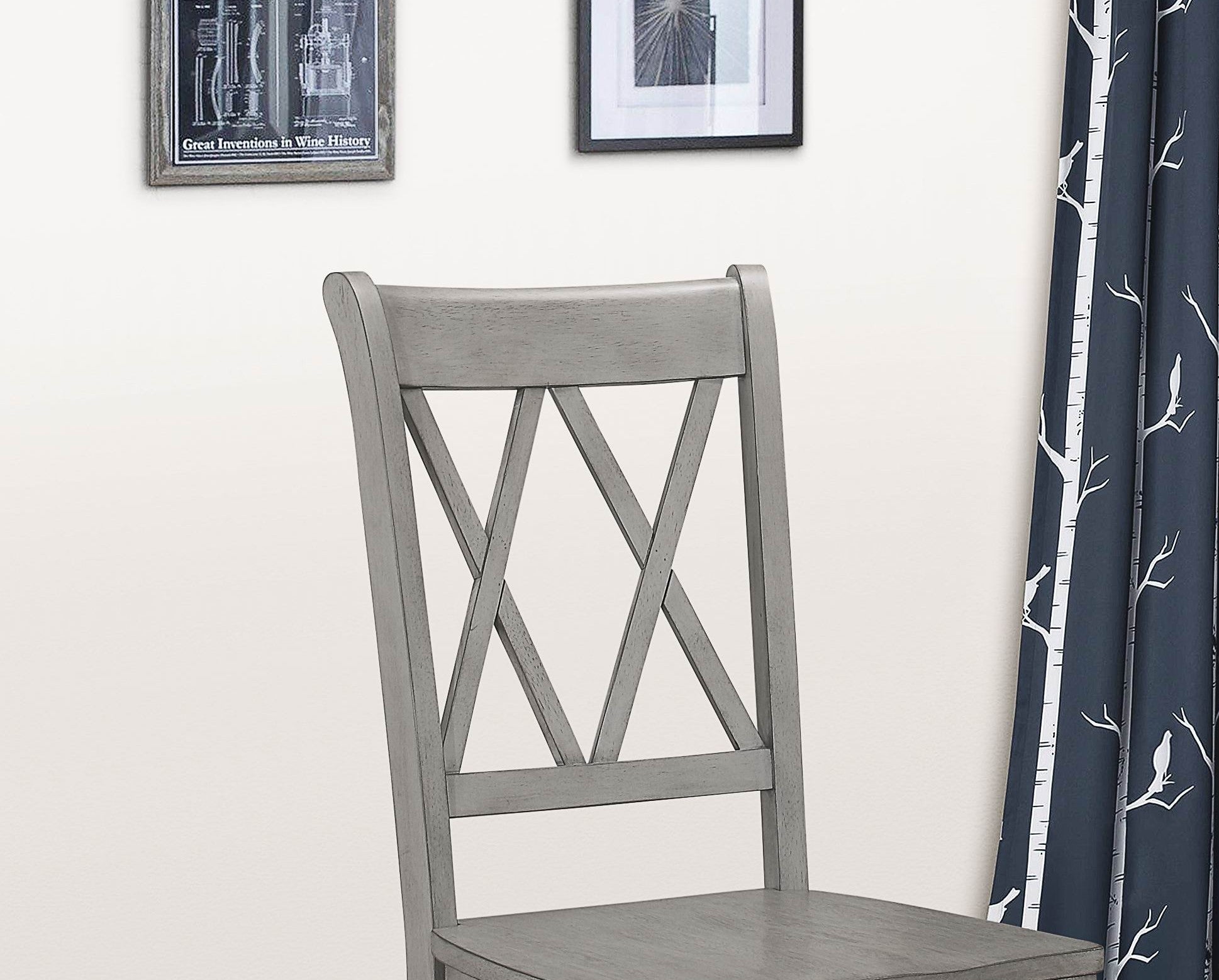 Casual Gray Finish Side Chairs Set of 2 Pine Veneer gray-dining room-transitional-side chair-wood