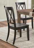 Casual Black Finish Side Chairs Set of 2 Pine Veneer black-dining room-transitional-side chair-cross