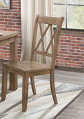 Casual Brown Finish Side Chairs Set of 2 Pine Veneer brown-dining room-transitional-side chair-wood