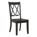 Casual Black Finish Side Chairs Set of 2 Pine Veneer black-dining room-transitional-side chair-cross