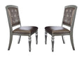 Glamorous 2pc Set Wooden Side Chairs Silver Finish silver-dining room-glam-modern-side chair-wood