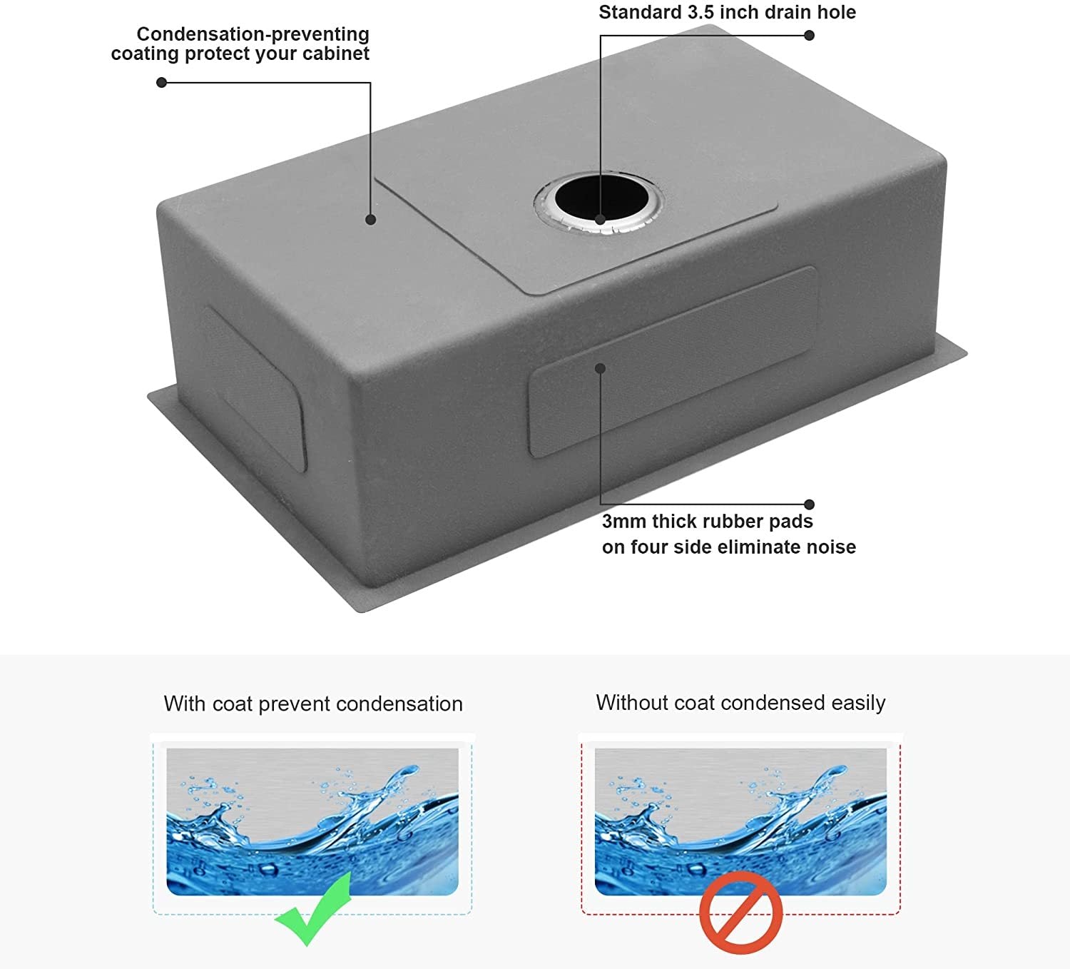 30" L X 18" W Undermount Kitchen Sink With Sink Grid gunmetal black-stainless steel