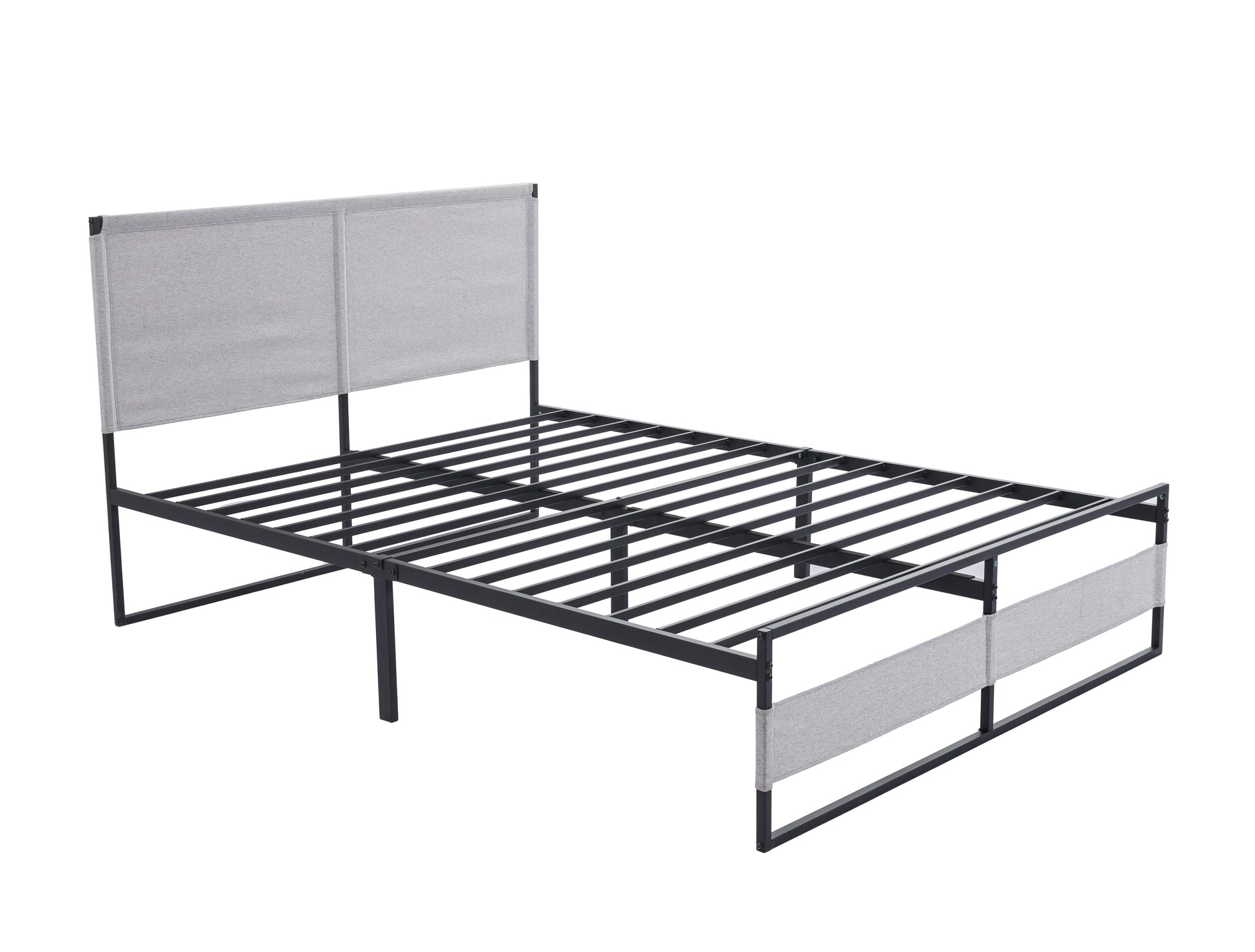 V4 Metal Bed Frame 14 Inch King Size with Headboard grey-metal