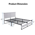 V4 Metal Bed Frame 14 Inch Queen Size with Headboard grey-metal