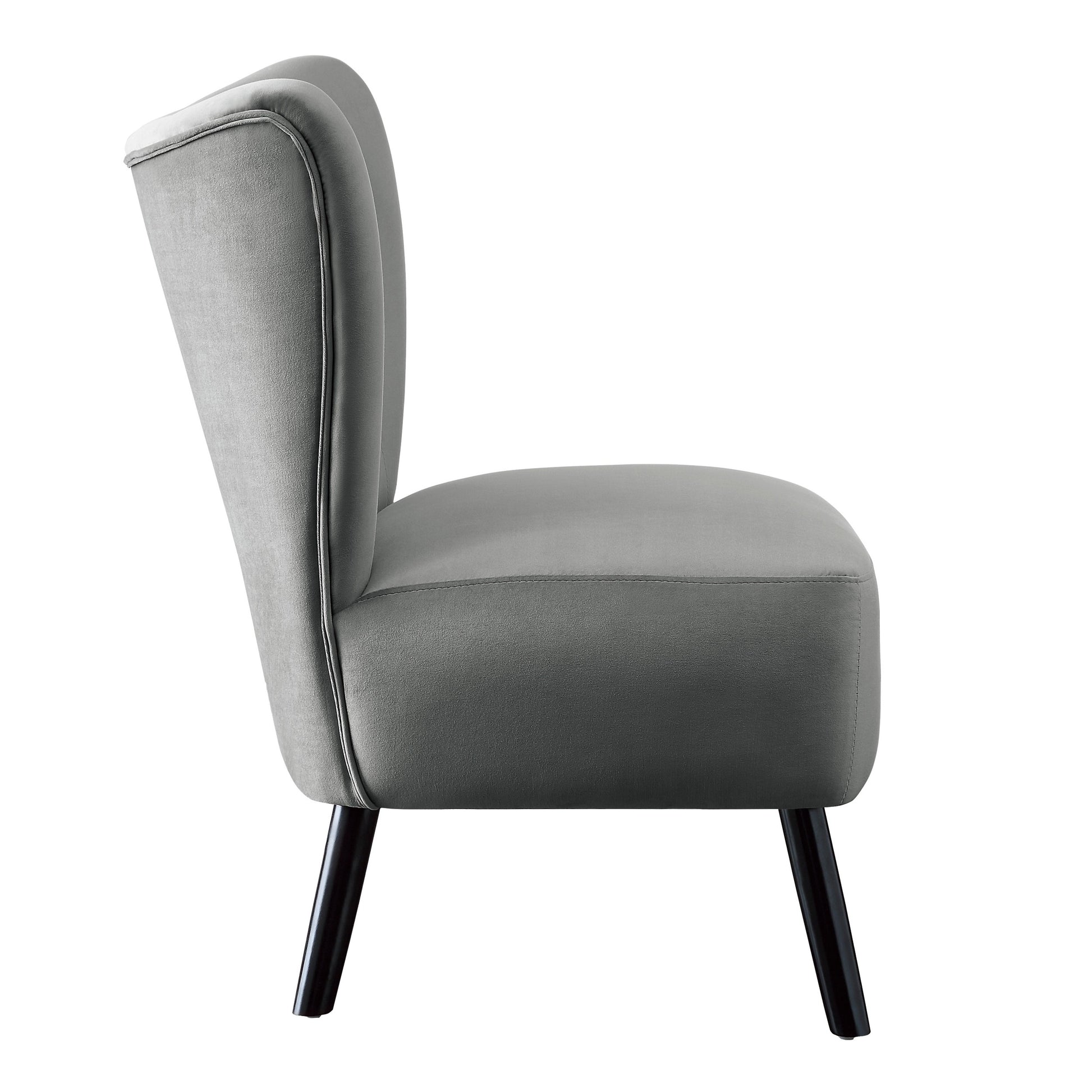 Unique Style Gray Velvet Covering Accent Chair Button gray-primary living space-modern-retro-solid wood