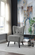 Unique Style Gray Velvet Covering Accent Chair Button gray-primary living space-modern-retro-solid wood