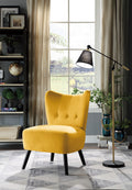 Unique Style Accent Chair Yellow Velvet Covering yellow-primary living space-modern-retro-solid