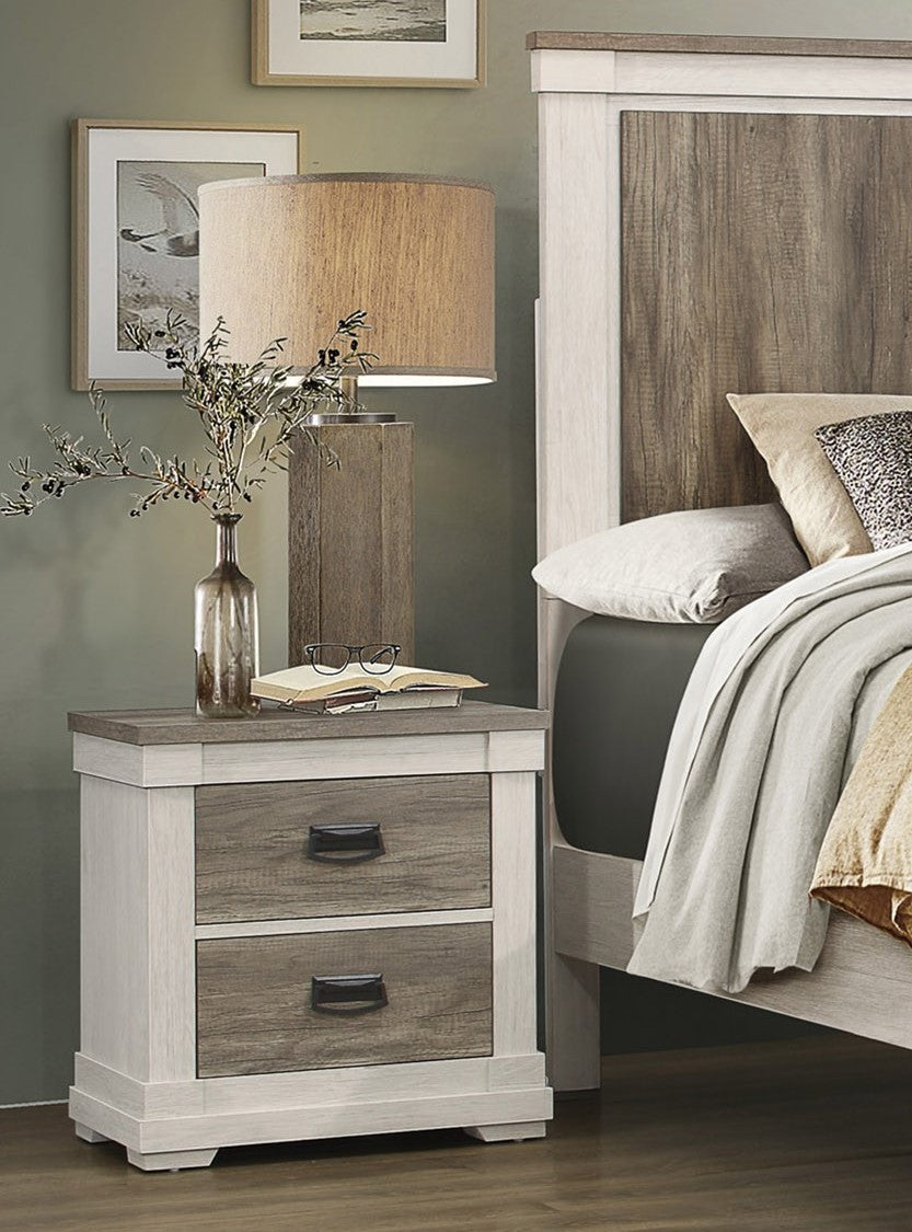 Beautiful Two Tone Finish Nightstand Transitional multicolor-2 drawers-bedroom-contemporary-wood